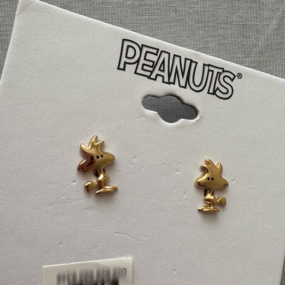 Unwritten Peanuts Woodstock Sterling Silver Earrings Snoopy Necklace Gold Tone